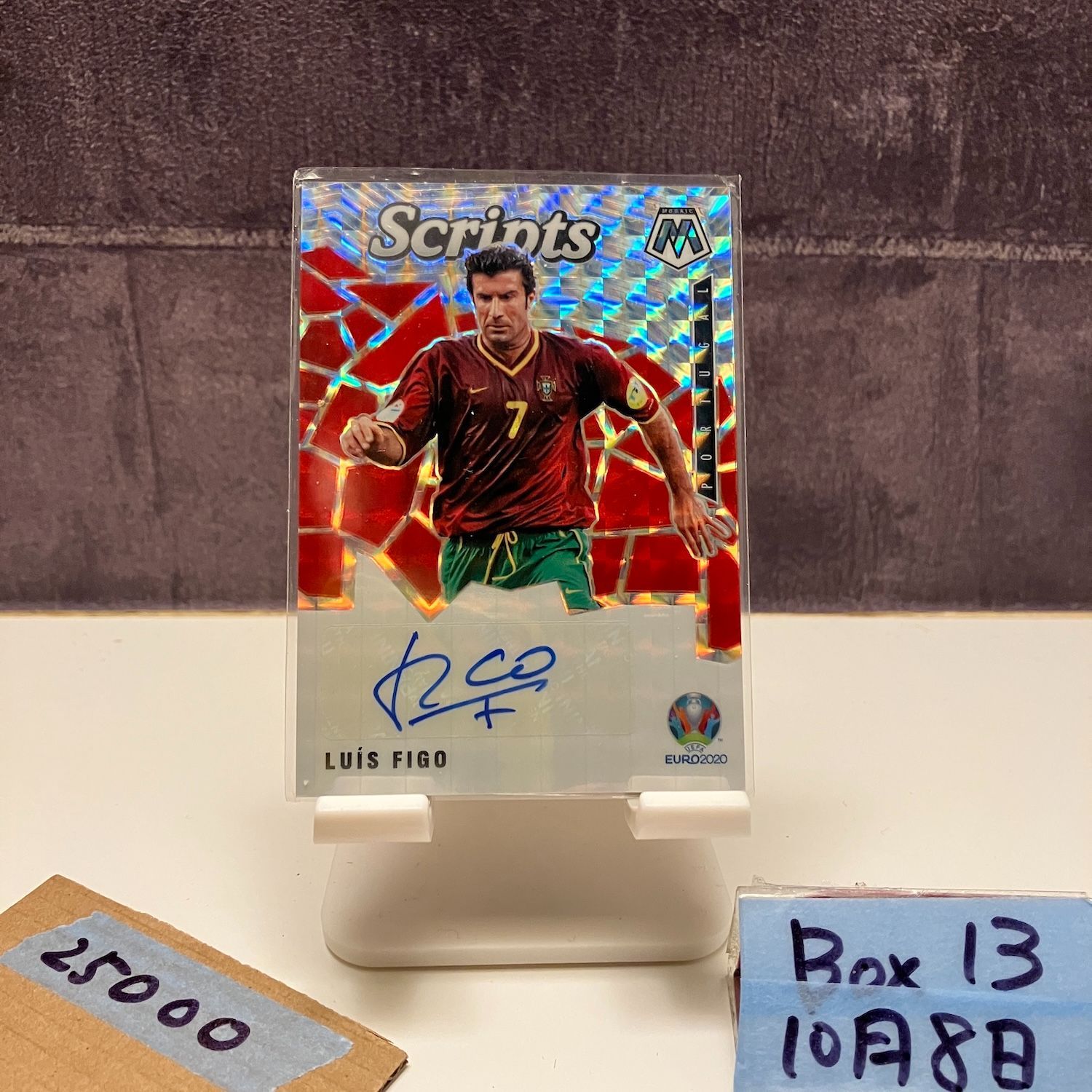 2021 Panini Mosaic Luis Figo 直筆サインカード Portugal Red Prizm Parallel カード