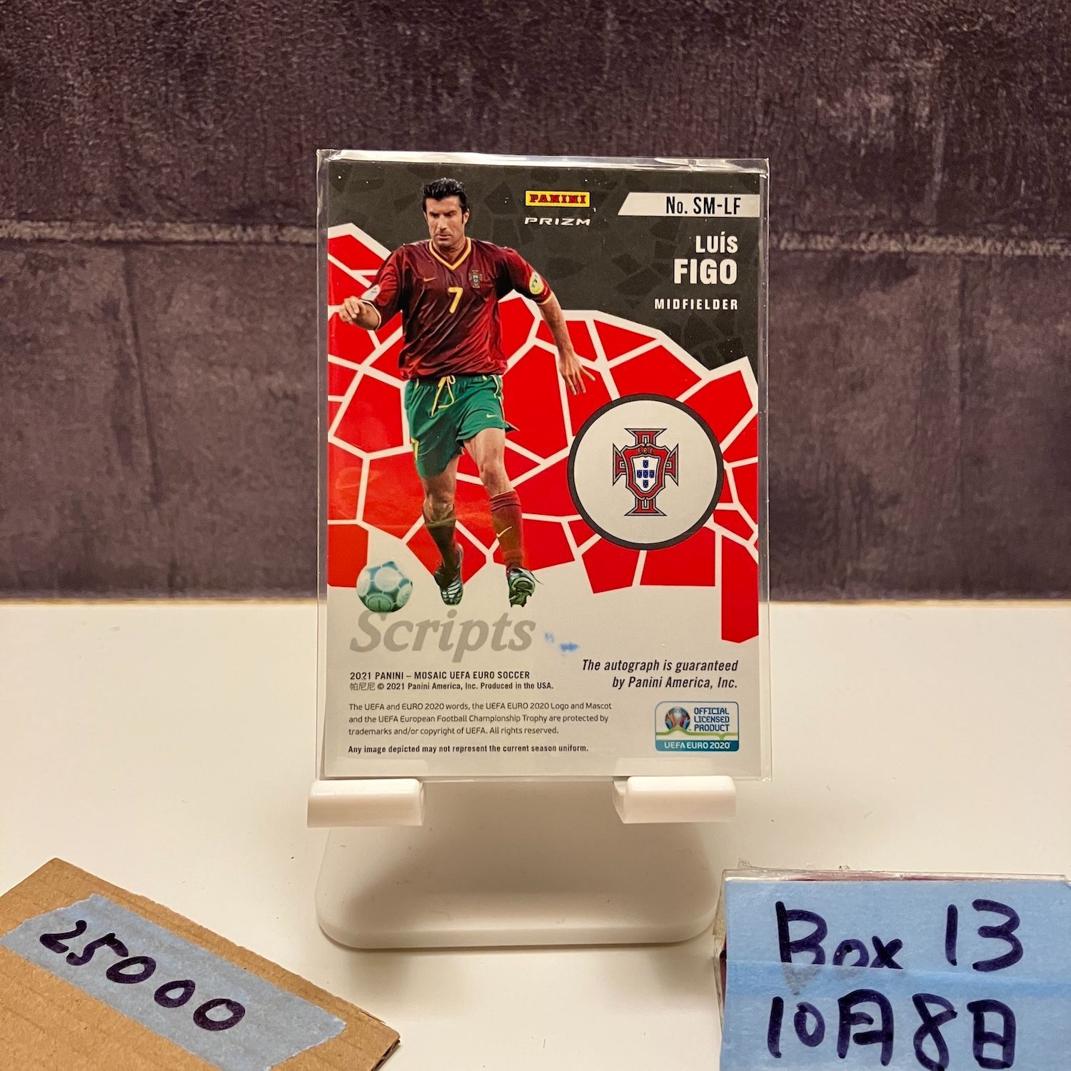 2021 Panini Mosaic Luis Figo 直筆サインカード Portugal Red Prizm Parallel カード