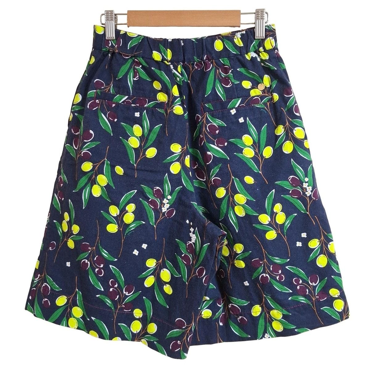 MUVEIL ミュベール ハーフパンツ サイズ36 S レディース - ネイビー×イエロー×マルチ