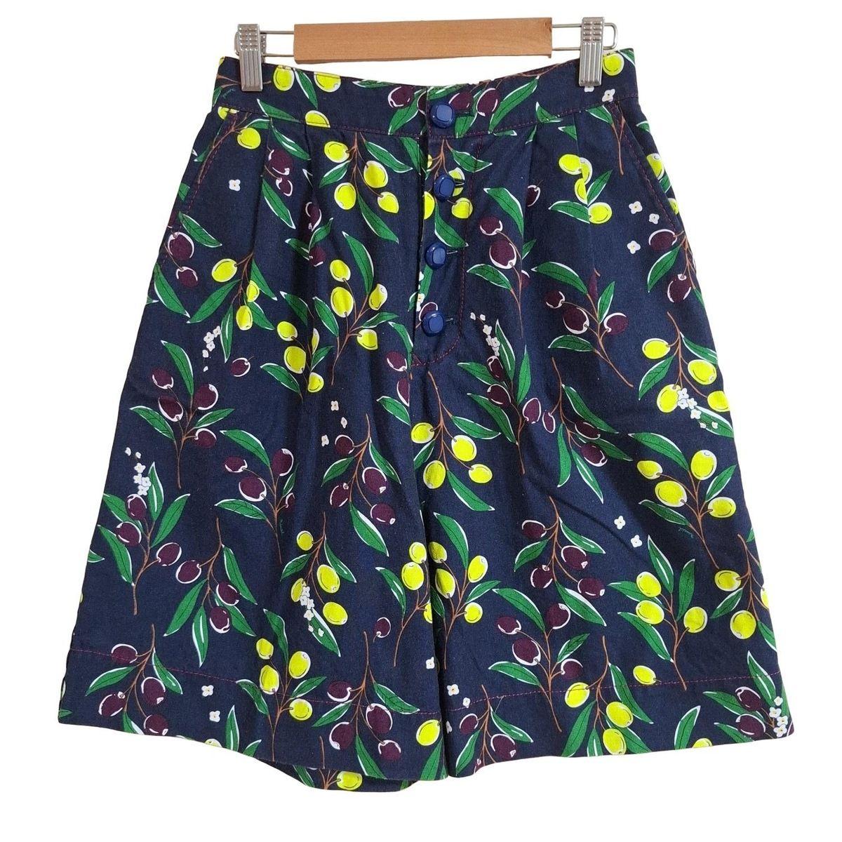 MUVEIL ミュベール ハーフパンツ サイズ36 S レディース - ネイビー×イエロー×マルチ