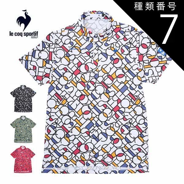 2025，SALE 種類7：PK00(ピンク)/3L ルコックスポルティフ ゴルフ サンスクリーン カラーブロックグラフィック小柄 半袖 ポロシャツ ウェア メンズ 2025年春夏モデル M-3L LG5SHS03M シャツ