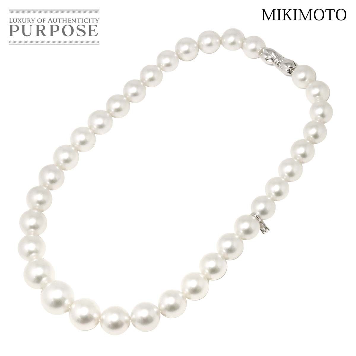希少 ミキモト MIKIMOTO 白蝶真珠 16.7-12.0mm ネックレス 42cm K18 WG
