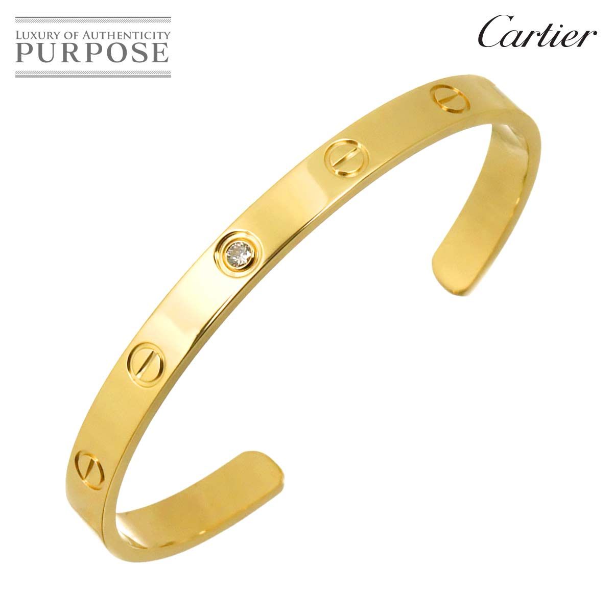 カルティエ Cartier ラブ ブレス #18 オープン ダイヤ K18 YG イエロー
