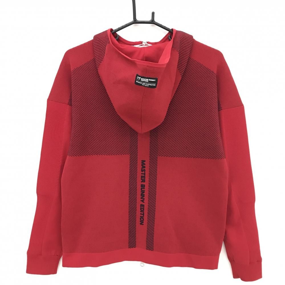 美品 アンパスィ ニット パーカー ジャケット レッド×ネイビー