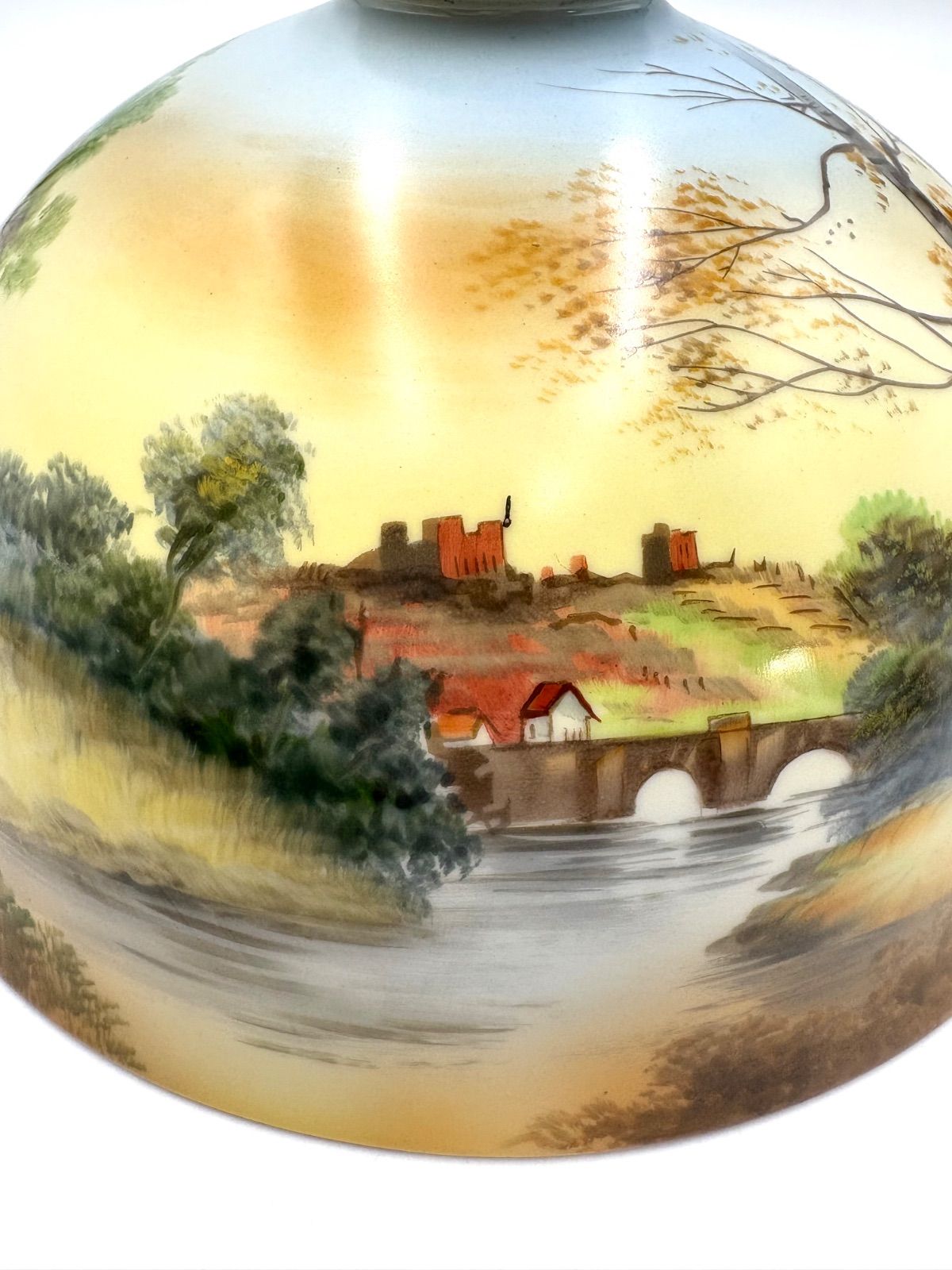 希少 オールドノリタケ 則武 日陶 風景画 ランプシェード シーリング