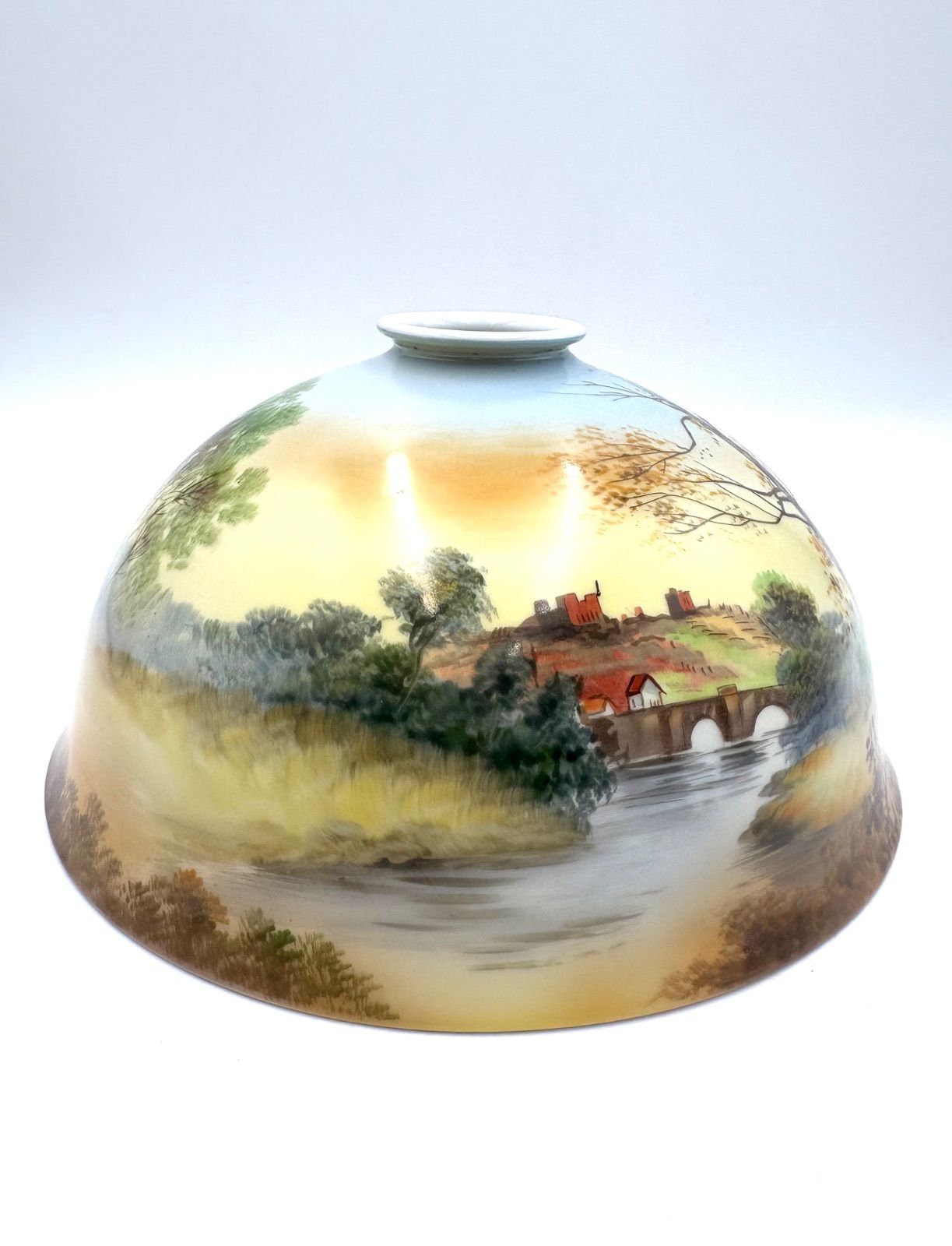 希少 オールドノリタケ 則武 日陶 風景画 ランプシェード シーリング