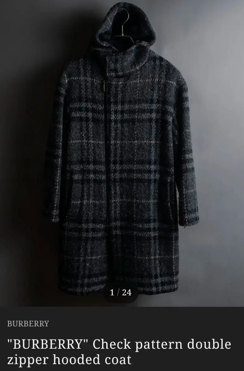 バーバリー フード チェック コート