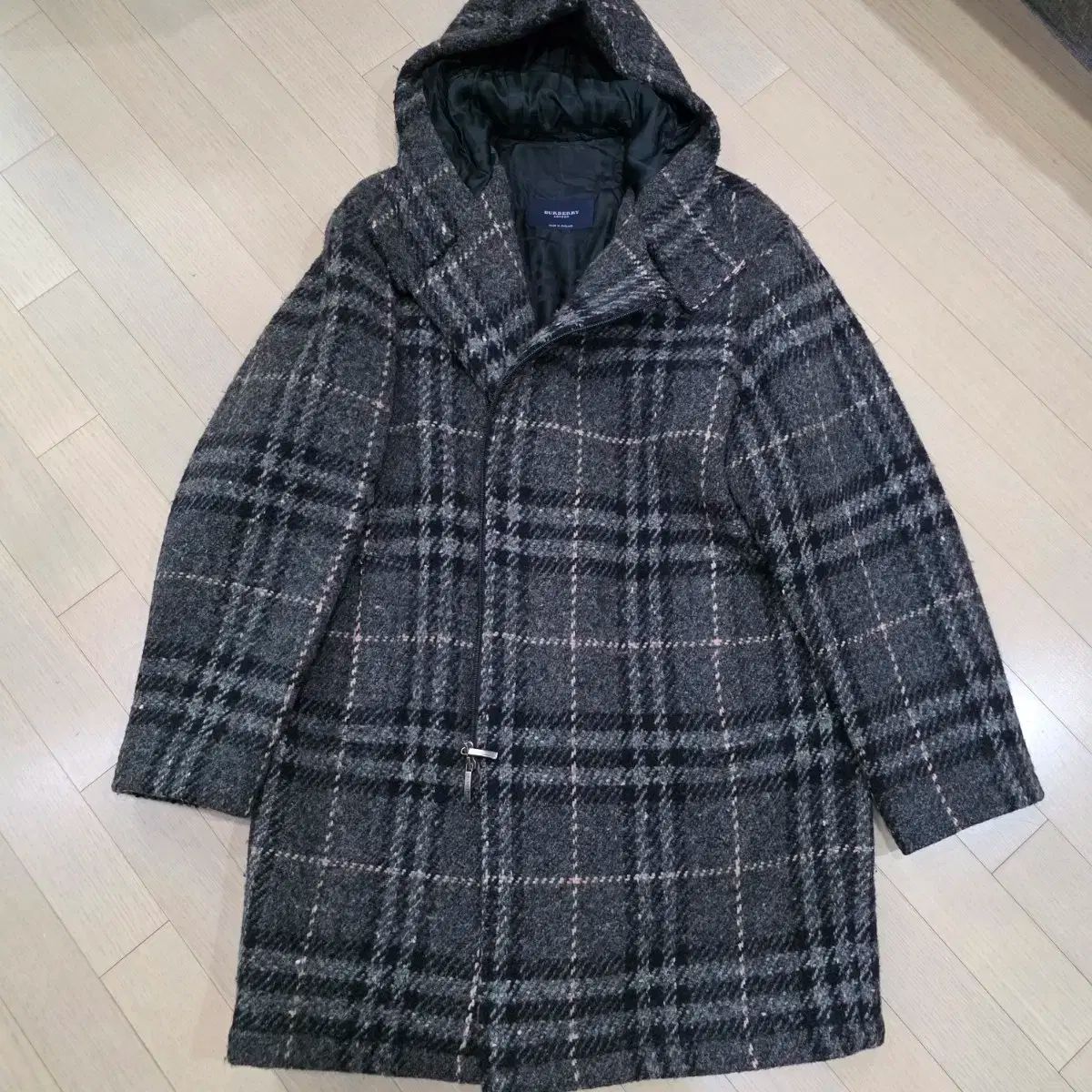 バーバリー フード チェック コート