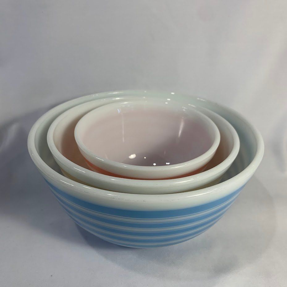 ♪オールド パイレックス レインボーストライプ ミキシングボウルSET