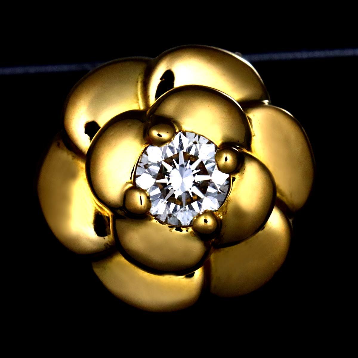 【新品仕上げ済】CHANNELシャネル カメリアイエローゴールドピアス CHANEL シャネル カメリア ピアス 750YG イエローゴールド D