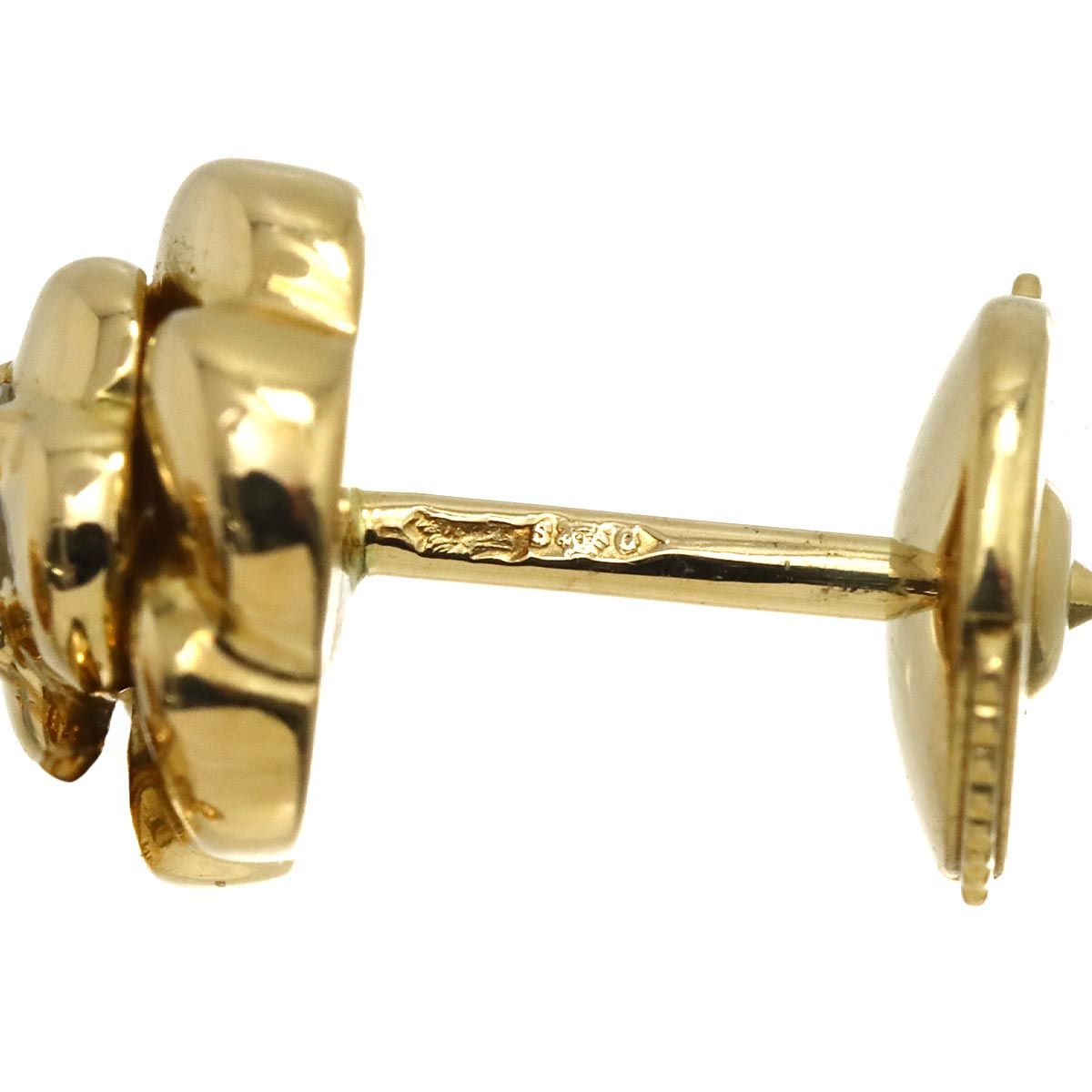 シャネル CHANEL カメリア ダイヤ ピアス K18 YG イエローゴールド 750