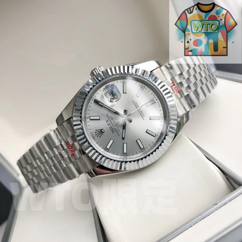 ROLEX 自動巻き腕時計 シルバー Automatic 自動巻き メンズ 腕時計 スケルトン 金属ベルト メタル