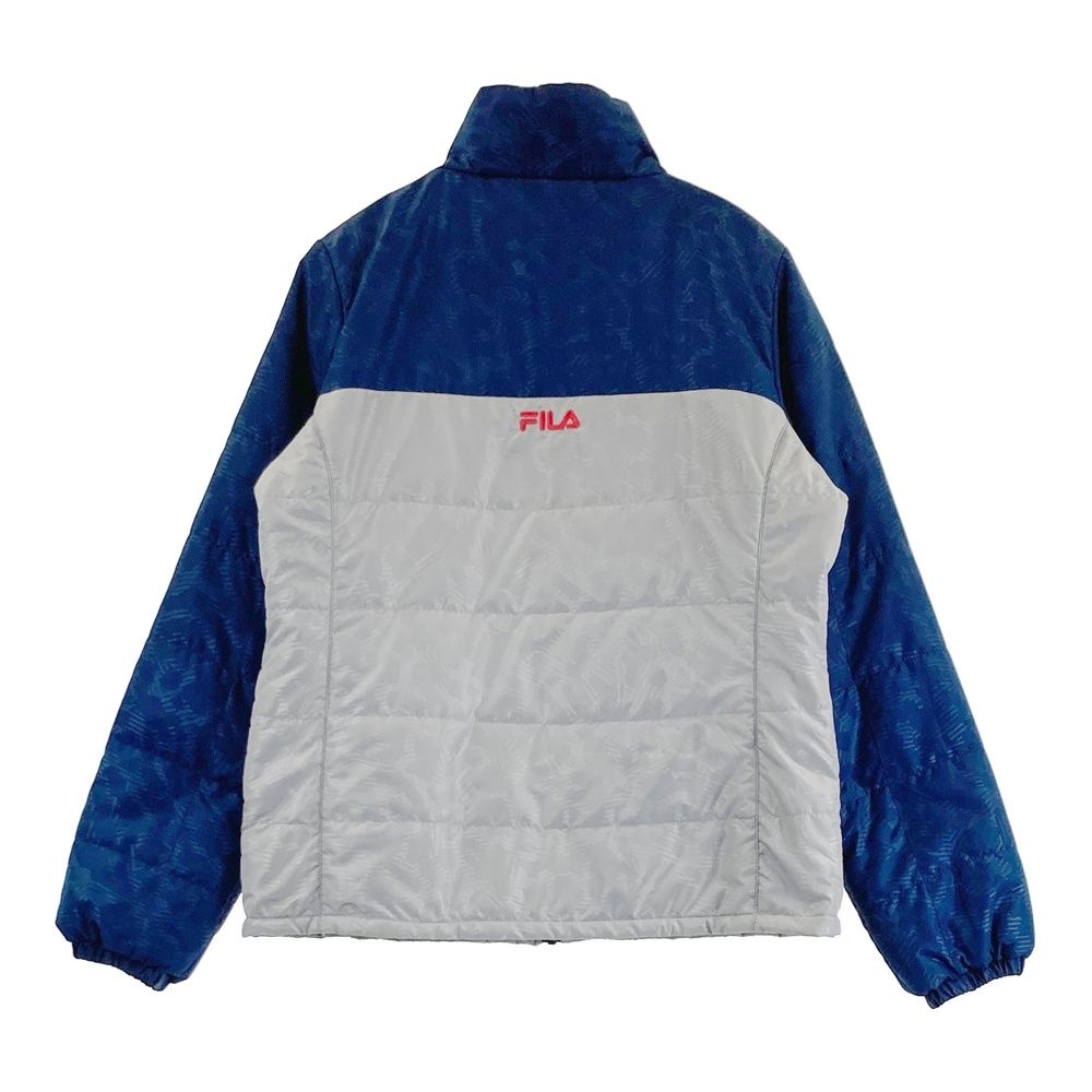サイズ：L FILA GOLF フィラゴルフ ; 中綿ジャケット 総柄 ネイビー系 [240101561369] ゴルフウェア レディース ストスト サイズ：L FILA GOLF フィラゴルフ ; 中綿ジャケット 総柄 ネイビー系