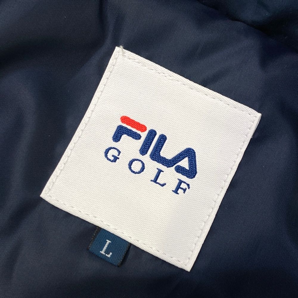 サイズ：L FILA GOLF フィラゴルフ ; 中綿ジャケット 総柄 ネイビー系