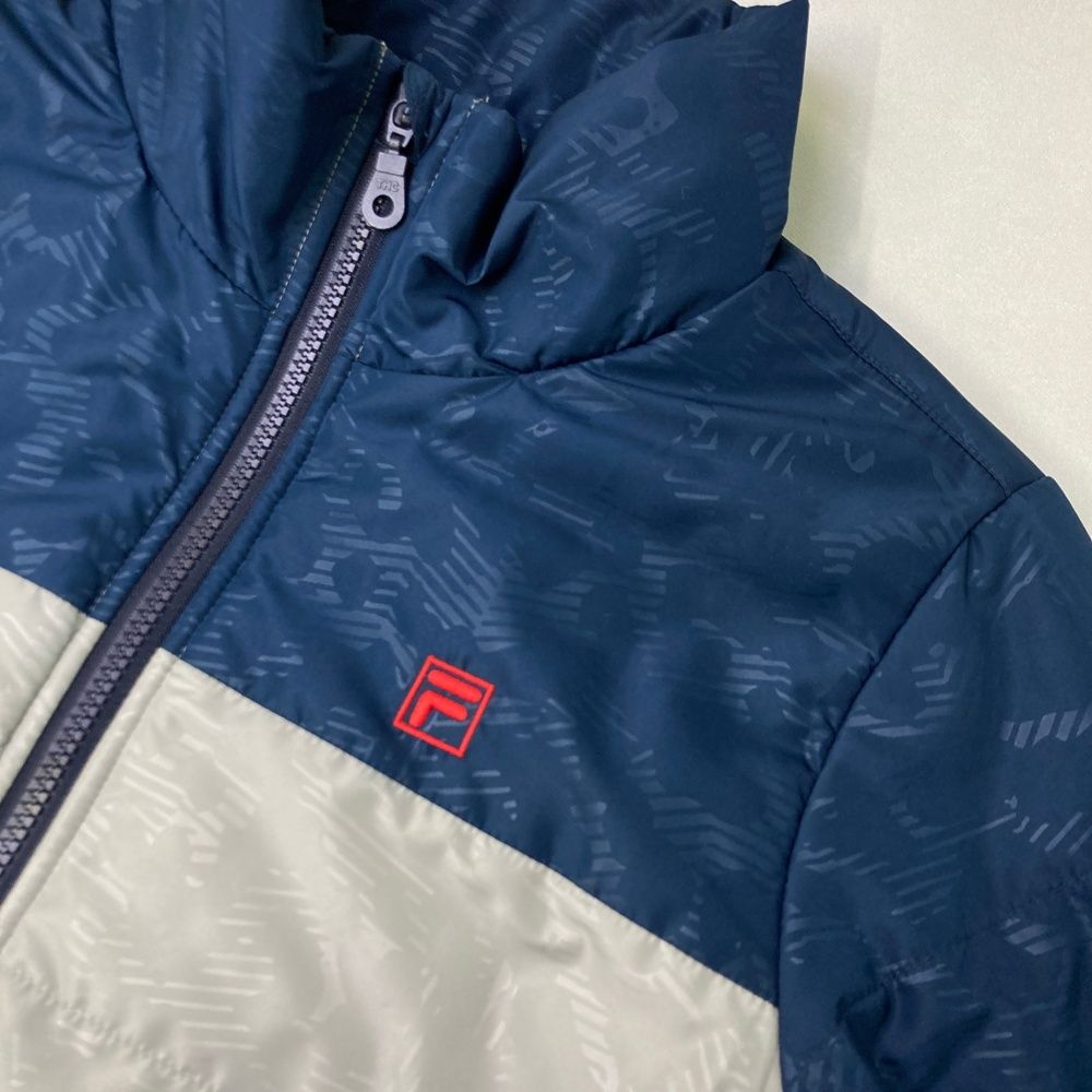 サイズ：L FILA GOLF フィラゴルフ ; 中綿ジャケット 総柄 ネイビー系