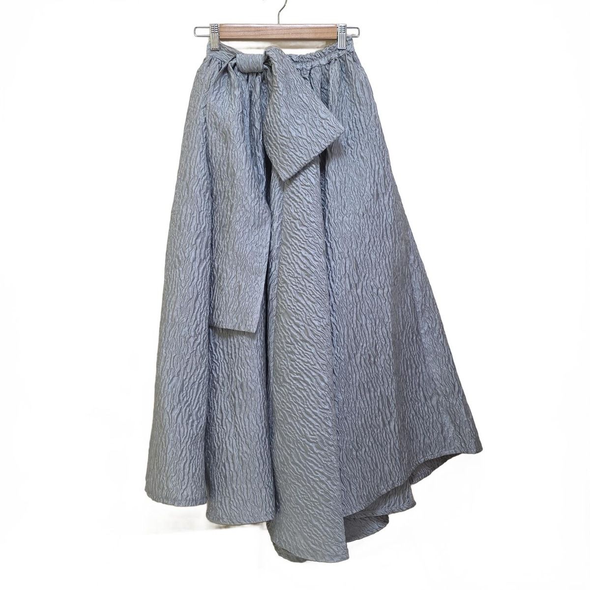 OBLI オブリ ロングスカート サイズ1 S レディース - グレー マキシ丈 リボン ウエストゴム