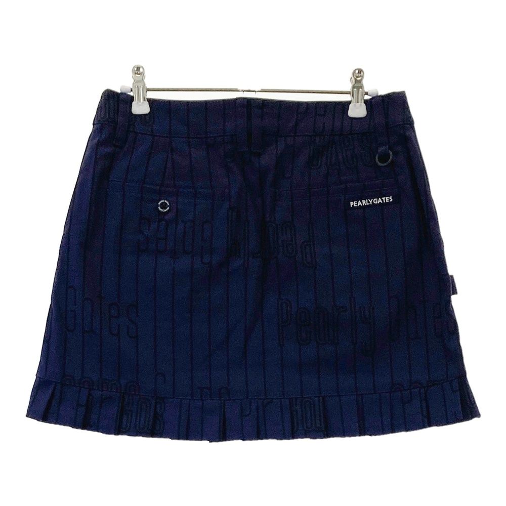 サイズ 1 PEARLY GATES パーリーゲイツ モデル プリーツ切替スカート ストライプ 総柄 ネイビー系 ゴルフウェア レディース ストスト