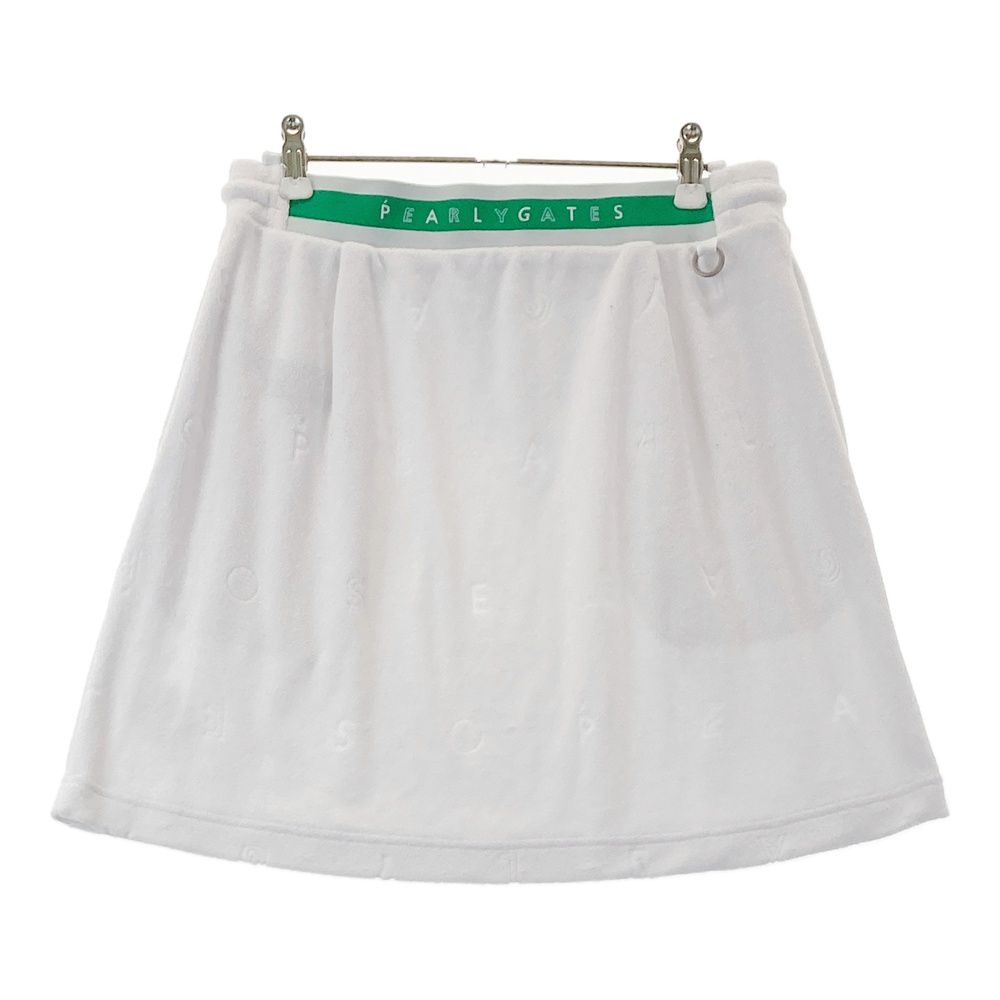 サイズ 2 PEARLY GATES パーリーゲイツ モデル スカート パイル地 ロゴ柄 ホワイト系 ゴルフウェア レディース ストスト