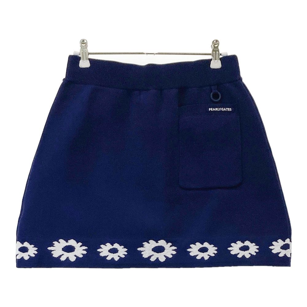 サイズ 1 PEARLY GATES パーリーゲイツ モデル ニットスカート 花柄 ネイビー系 ゴルフウェア レディース ストスト