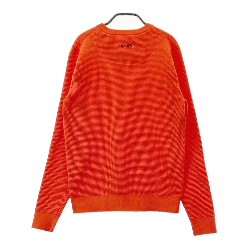 サイズ：S PING ピン 長袖 ニットセーター ワッフル地 オレンジ系