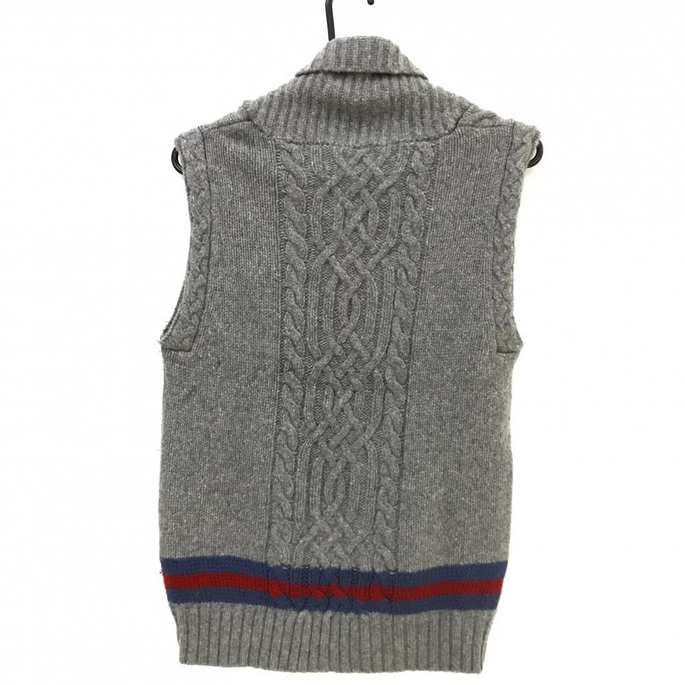 超美品】ラッセルノ ジップニットベスト グレー×ブルー ワッペン