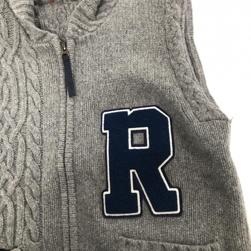 超美品】ラッセルノ ジップニットベスト グレー×ブルー ワッペン