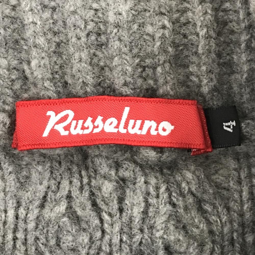 超美品】ラッセルノ ジップニットベスト グレー×ブルー ワッペン