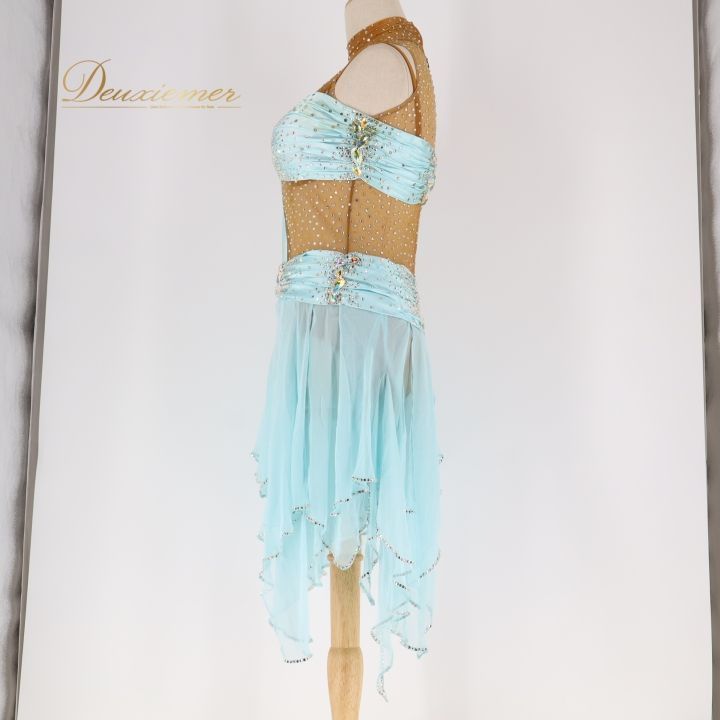 社交ダンス 衣装 ジャンティ gentil ラテン ドレス ワンピース 水色