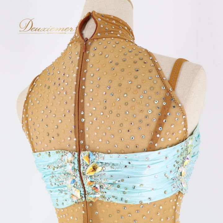 社交ダンス 衣装 ジャンティ gentil ラテン ドレス ワンピース 水色