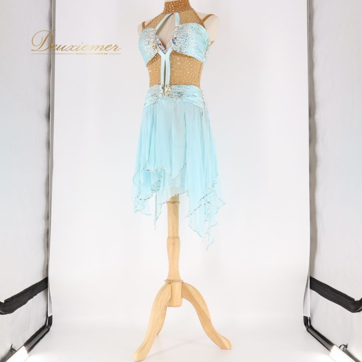 社交ダンス 衣装 ジャンティ gentil ラテン ドレス ワンピース 水色