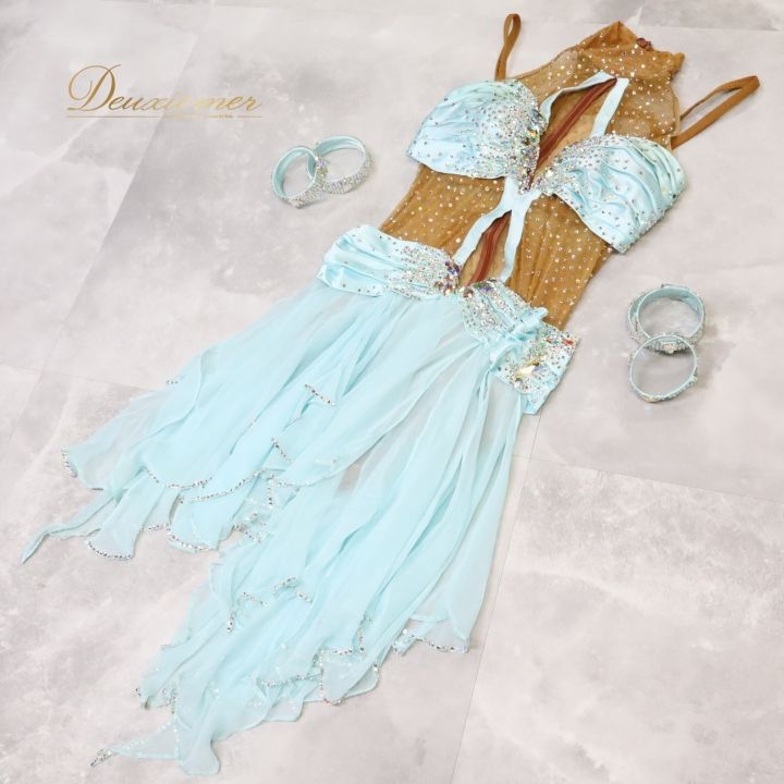 社交ダンス 衣装 ジャンティ gentil ラテン ドレス ワンピース 水色