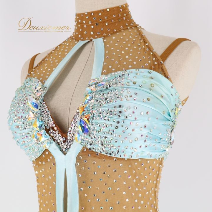 社交ダンスラテンドレス ジャンティ 社交ダンス 衣装 ジャンティ gentil ラテン ドレス ワンピース 水色