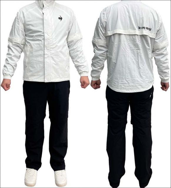 ルコック】ゴルフ ジャージ上下 白 L メンズ 2WAY スポーツ ルコック