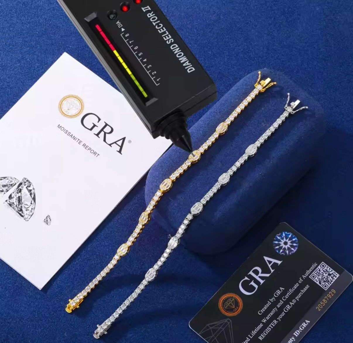 【即発送】GRA証明付｜高級3mmモアサナイト　テニスチェーンブレスレット 売れ筋No.1】 12.5ctモアサナイトテニスチェーン S925×GRA証明書付
