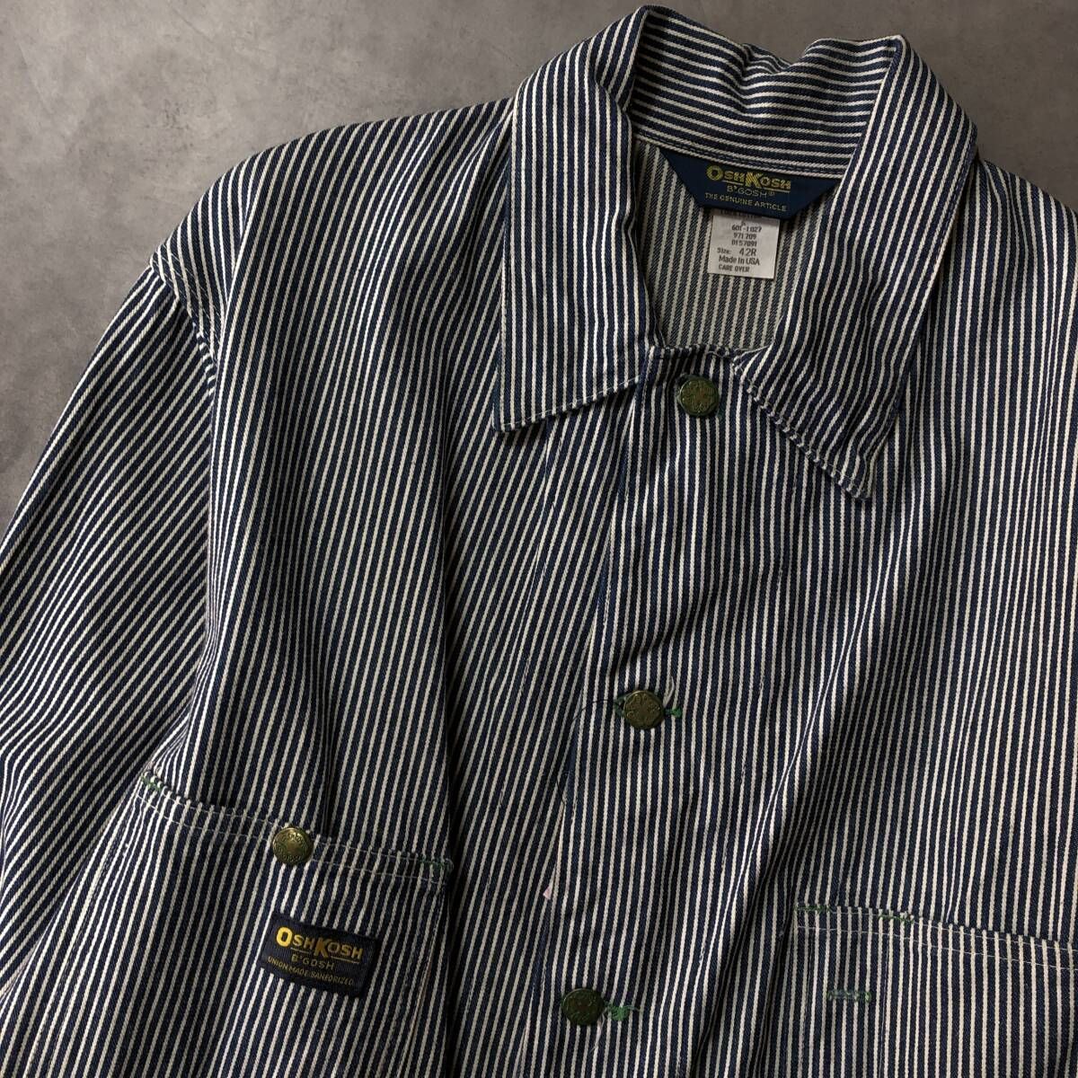 GQ4087 OSHKOSH 70’s‐80s ヒッコリーカバーオール L ヒッコリー オシュコシュ ヴィンテージ