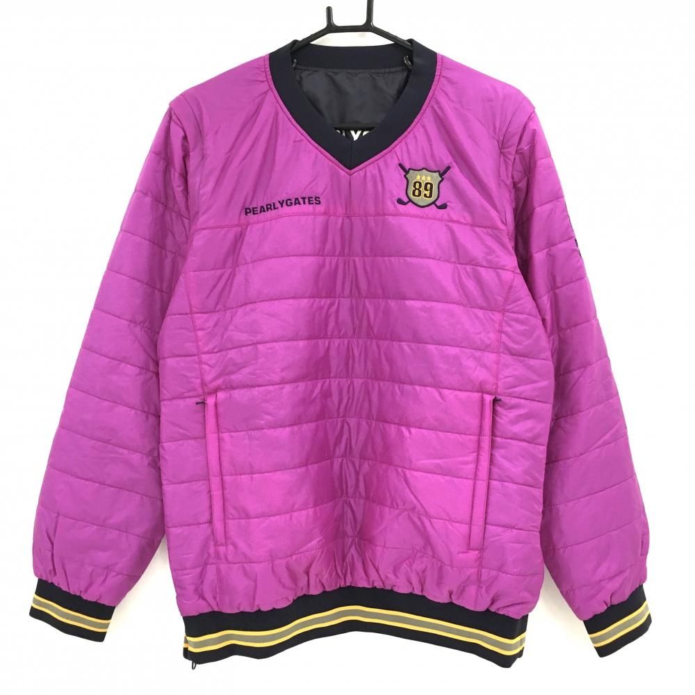 パーリーゲイツ 4WAY中綿リバーシブルスニード パープル×ネイビー Vネック 袖着脱可 メンズ 5 L ゴルフウェア PEARLY GATES