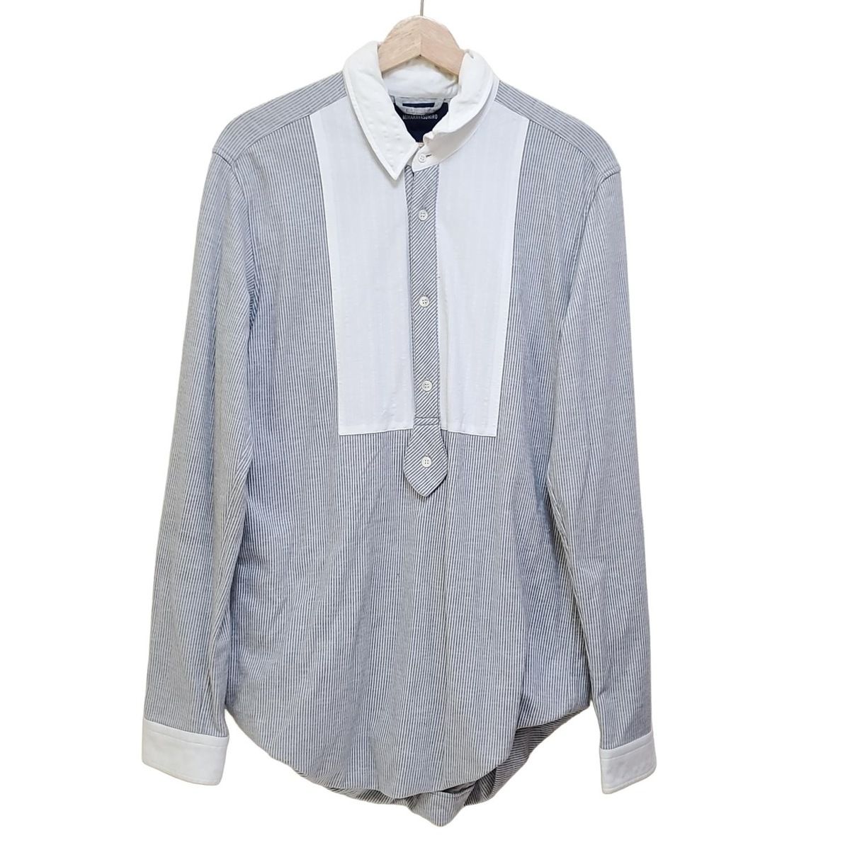 MIHARAYASUHIRO ミハラヤスヒロ 長袖シャツ サイズ50 メンズ - ライトグレー×白 ストライプ