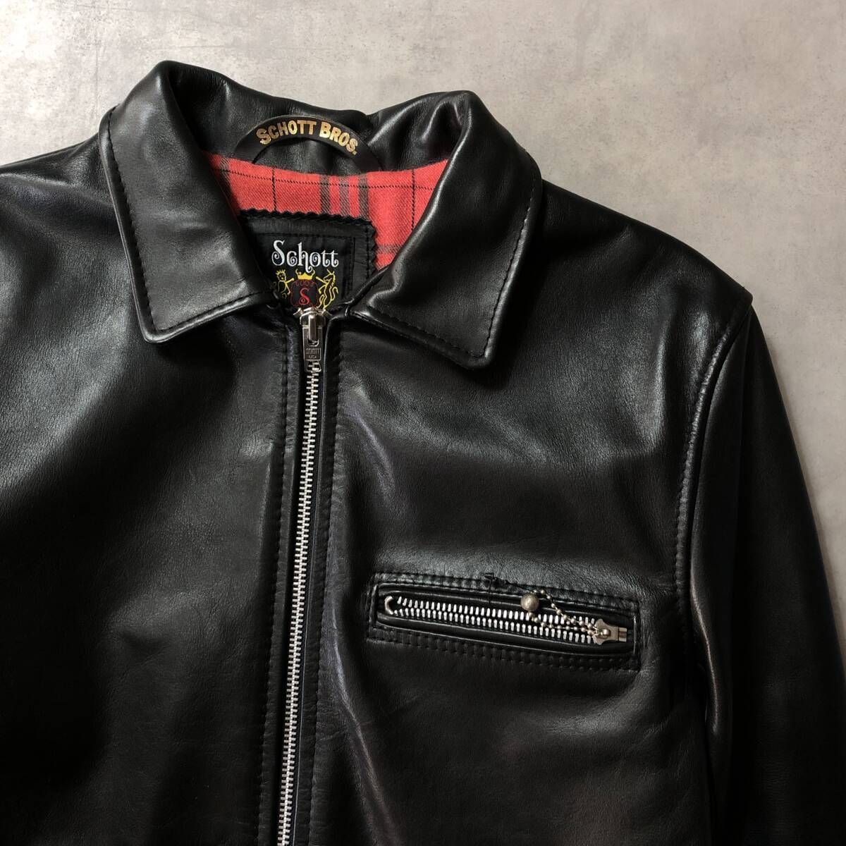 GQ4089 Schott シングルライダース 3121005 M 黒 ショット トラッカージャケット レザージャケット 定価¥69 300-