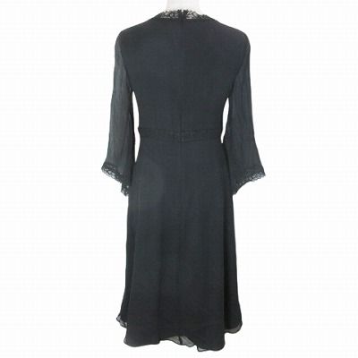 ニコルミラー Nicole Miller 美品 シルク ワンピース ひざ丈 7分袖