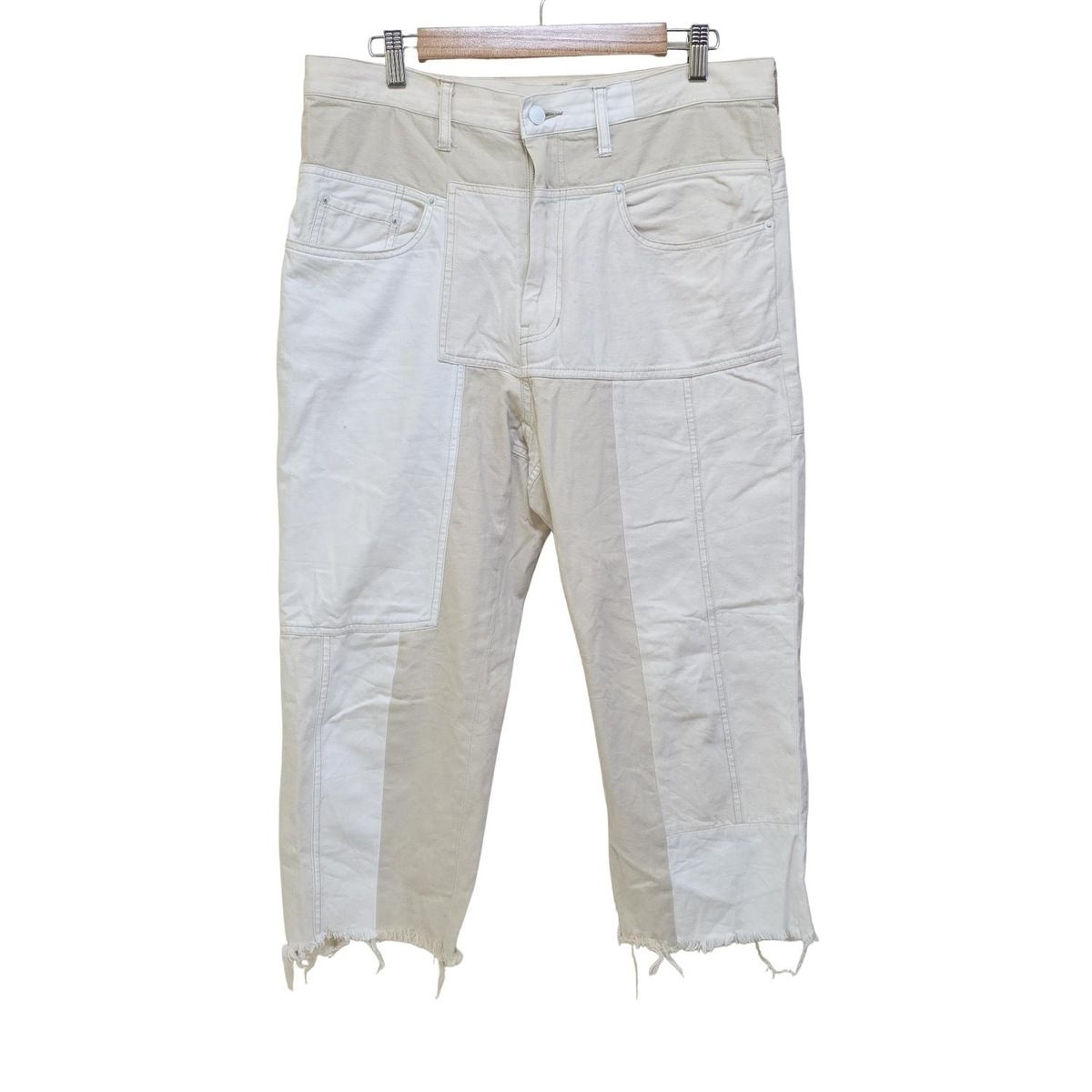 MIHARAYASUHIRO ミハラヤスヒロ パンツ サイズ46 XL メンズ - 白×ベージュ クロップド 半端丈 ダメージ加工