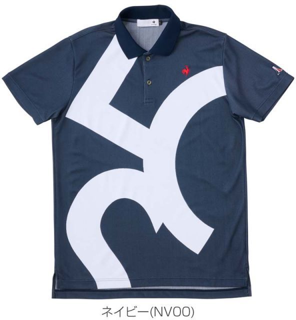 ルコックスポルティフ ゴルフウェア ポロシャツ 半袖 ロゴ M ネイビー