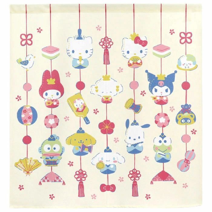 新品 サンリオキャラクター のれん 吊るし雛 ショート丈 85×丈90cm