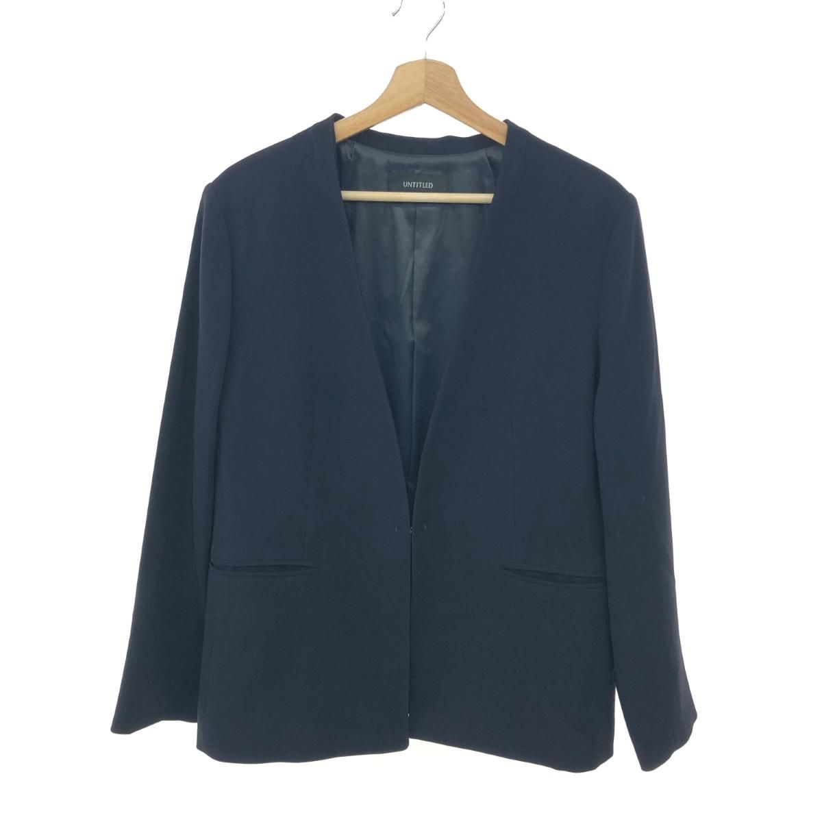 【希少46サイズ・タグ付未使用品】アンタイトル ノーカラージャケット ネイビー UNTITLED アンタイトル ノーカラージャケット 大きいサイズ:46