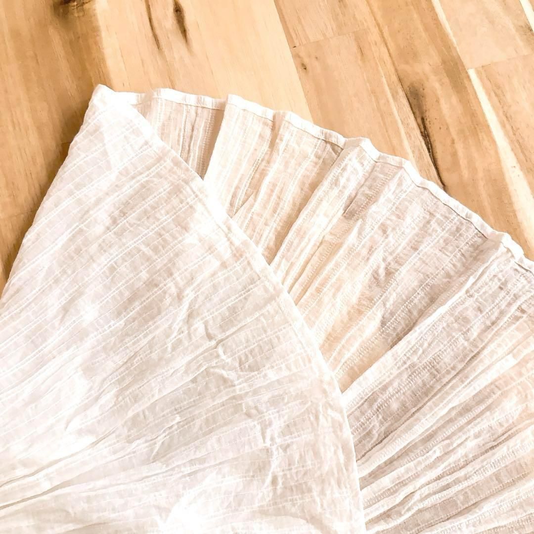  レディアゼル コットン綿 ティアード ノースリーブ ロング ワンピース S 白 ノースリーブ その他