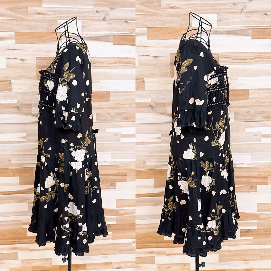 ピンクハウス】花柄 薔薇ローズ フリル リボン ティアード ワンピース