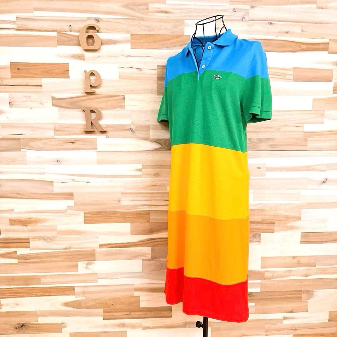 ラコステ×ポラロイド コラボ レインボー ポロシャツ ワンピース