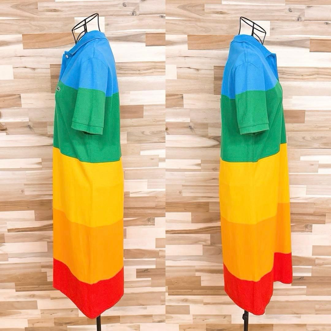  ラコステ ポラロイド コラボ レインボー ポロシャツ ワンピース 半袖 ひざ丈ワンピース