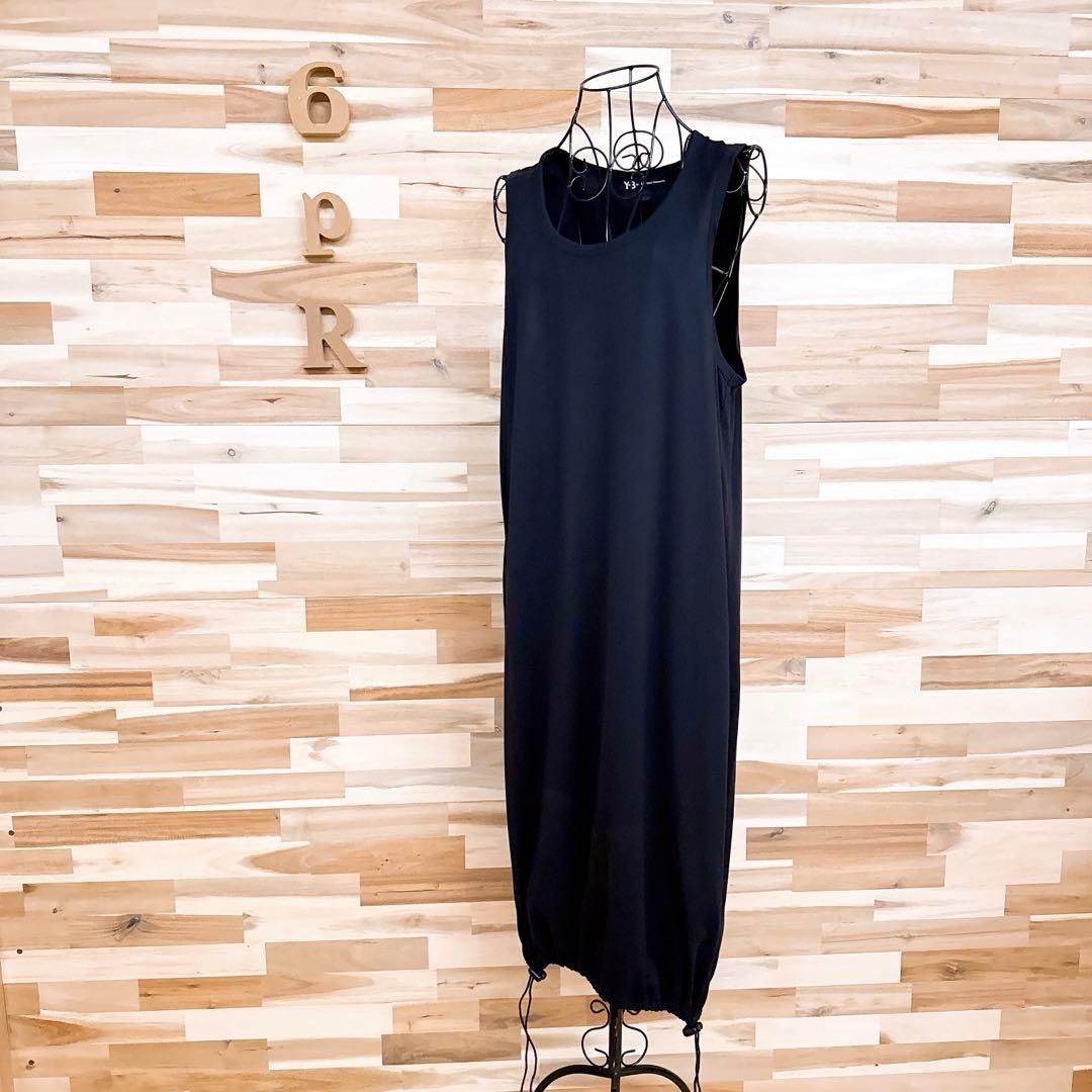 稀少 ワイスリー ドローストリング ロング タンクトップ ワンピースS 黒
