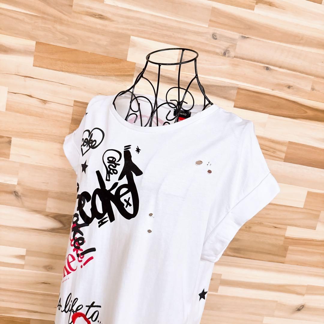 ピンコ×コカコーラ コラボ ダメージ加工 Ｔシャツ ワンピース M 白