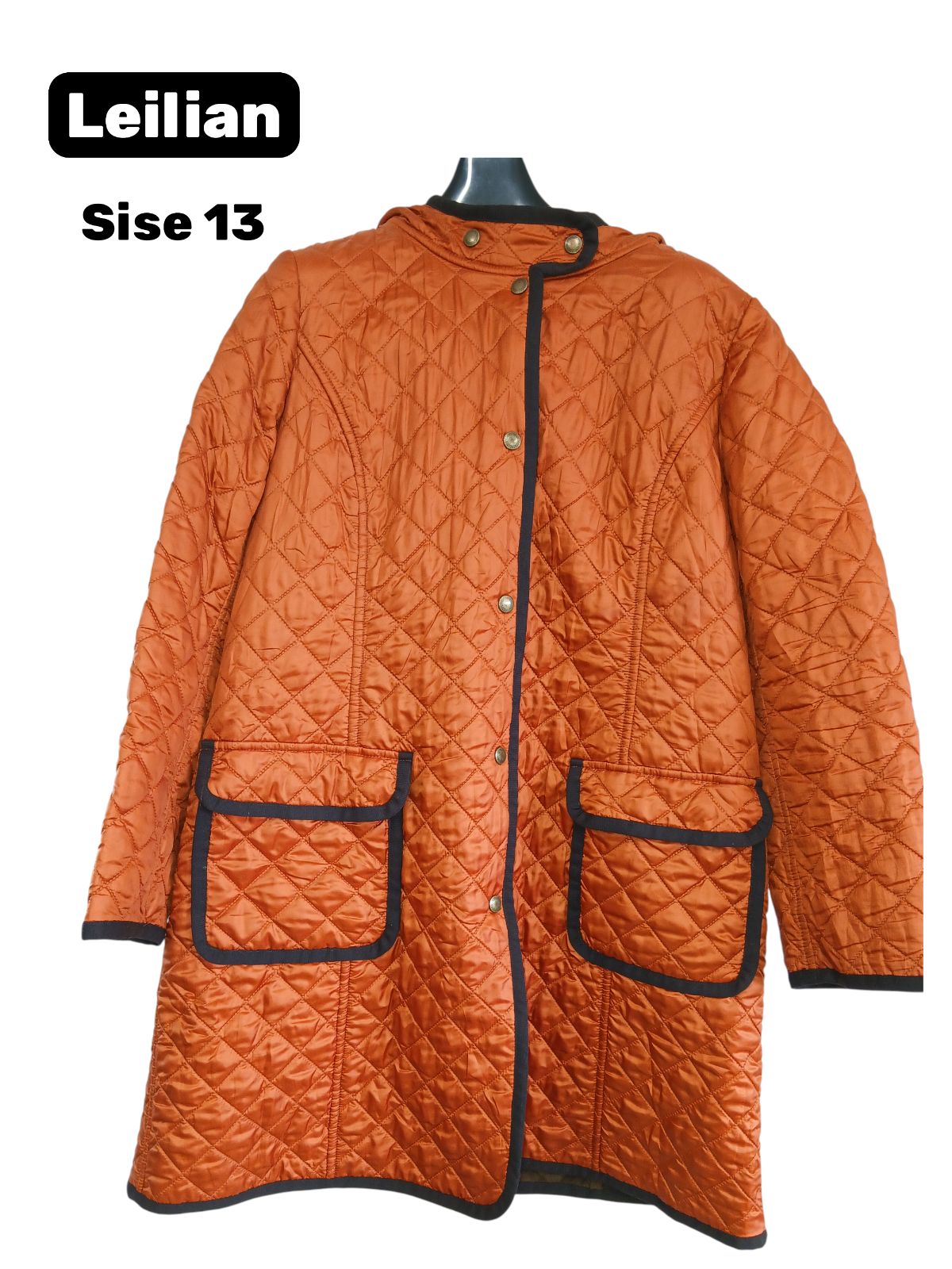 Leilian レリアン キルティングコート ロング フード付き